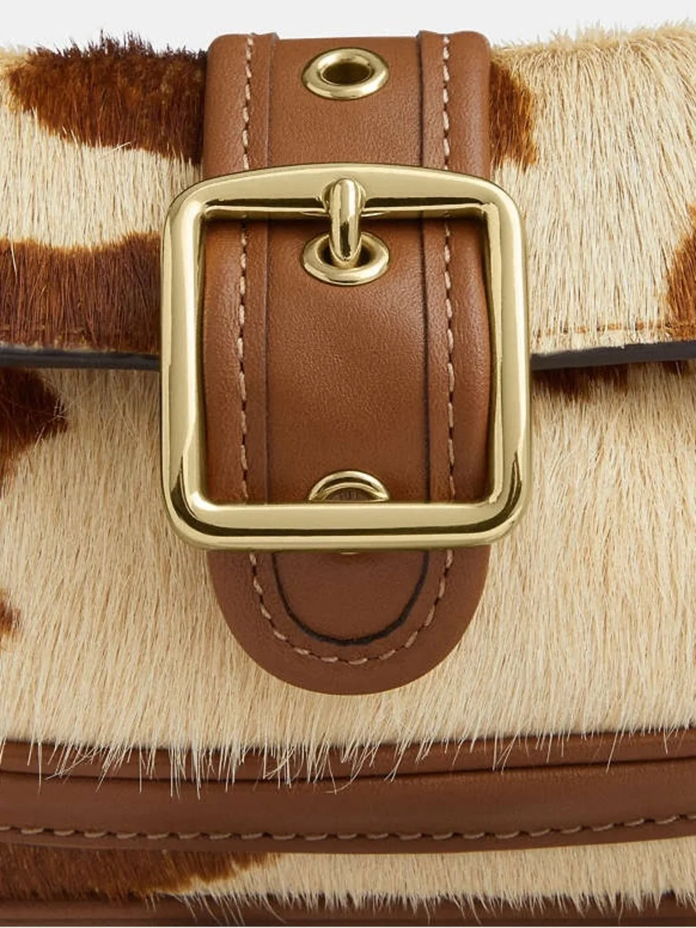 Coach Brown Patchwork Genuine top grain leather & Calf Hair Shoulder Bag
